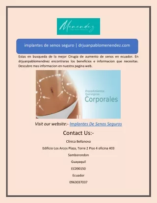 Implantes De Senos Segurosimplantes de senos seguro | drjuanpablomenendez.com