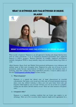 What Is Hypnosis And FAQ Hypnosis In Bribie Island