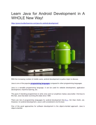 Learn Java for Android Development in A WHOLE New Way