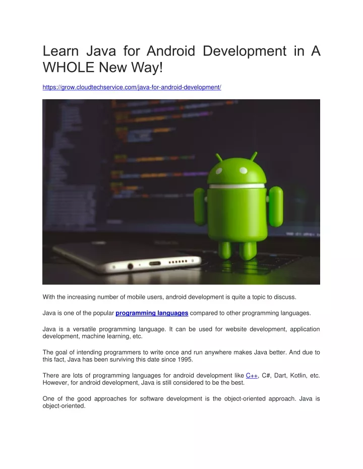 learn java for android development in a whole
