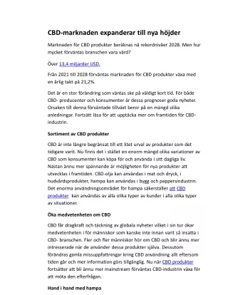 CBD-marknaden expanderar till nya höjder