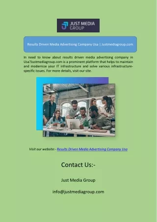 Results Driven Media Advertising Company Usa | Justmediagroup.com