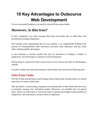 10 key advantages to outsource web development