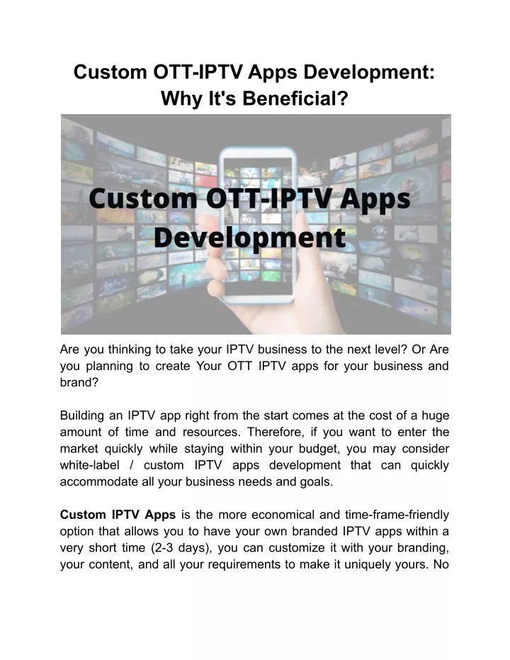 custom ott iptv apps development