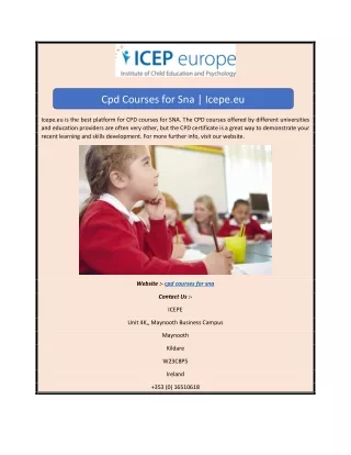 Cpd Courses for Sna | Icepe.eu