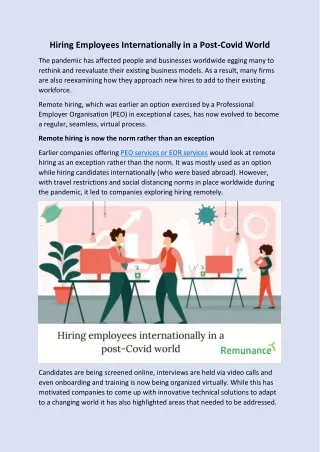 hiring employees internationally in a post covid