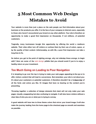5 most common web design mistakes to avoid