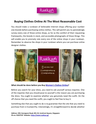 Buying Clothes Online At The Most Reasonable Cost