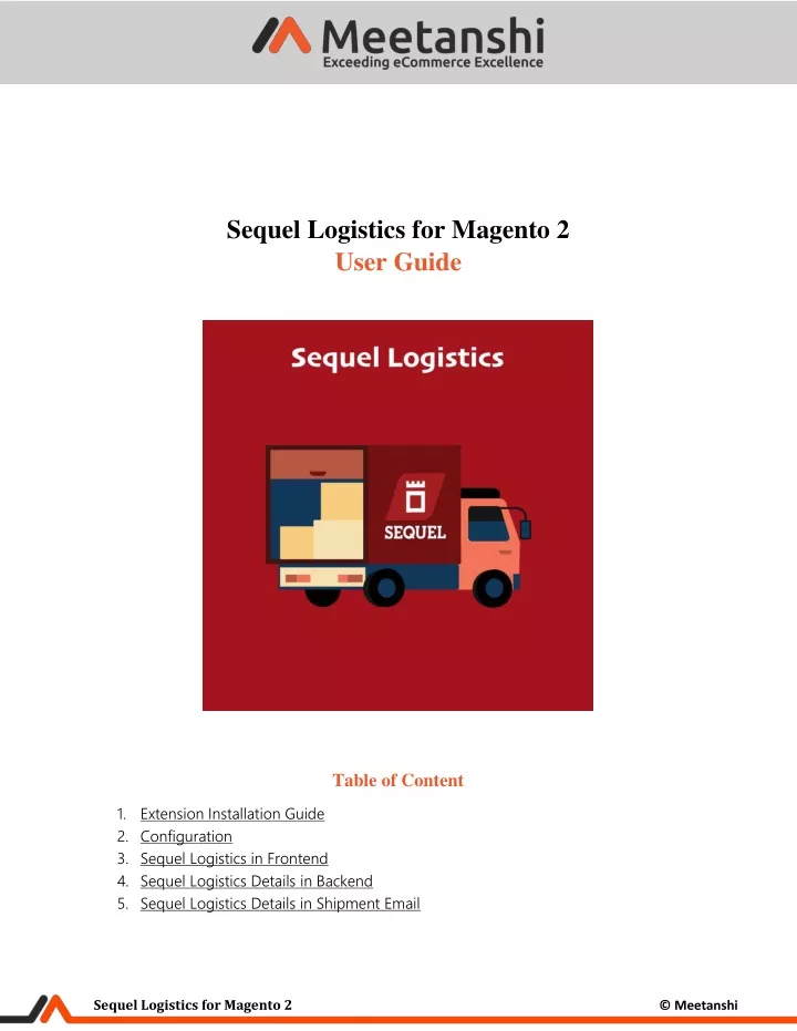 sequel logistics for magento 2 user guide