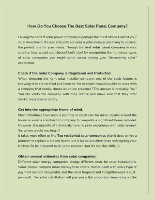 how do you choose the best solar panel company