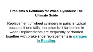 problems solutions for wheel cylinders