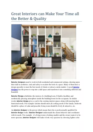 great interiors can make your time all the better