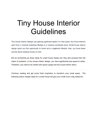 tiny house interior guidelines