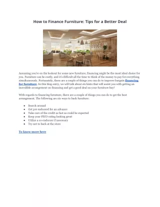how to finance furniture tips for a better deal