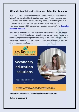 3 key merits of interactive secondary education