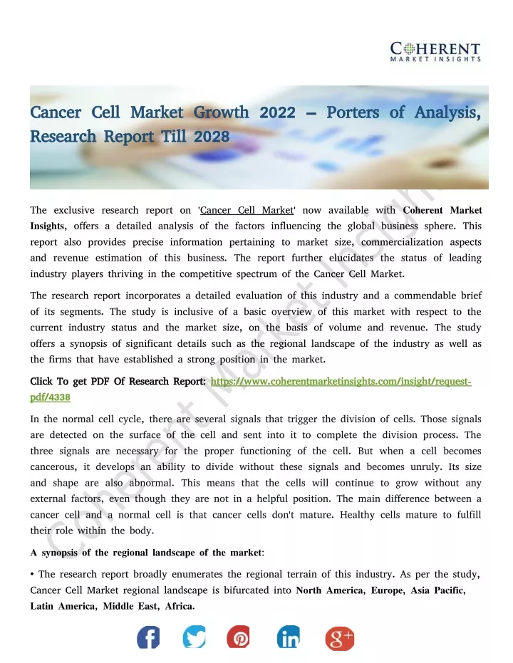 cancer cell market growth 2022 porters