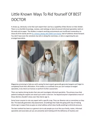 Little Known Ways To Rid Yourself Of BEST DOCTOR