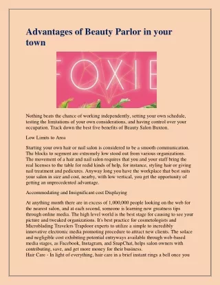 advantages of beauty parlor in your town