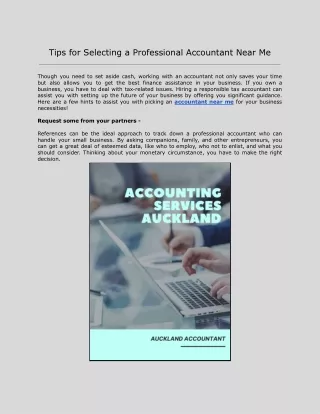Tips for Selecting a Professional Accountant Near Me