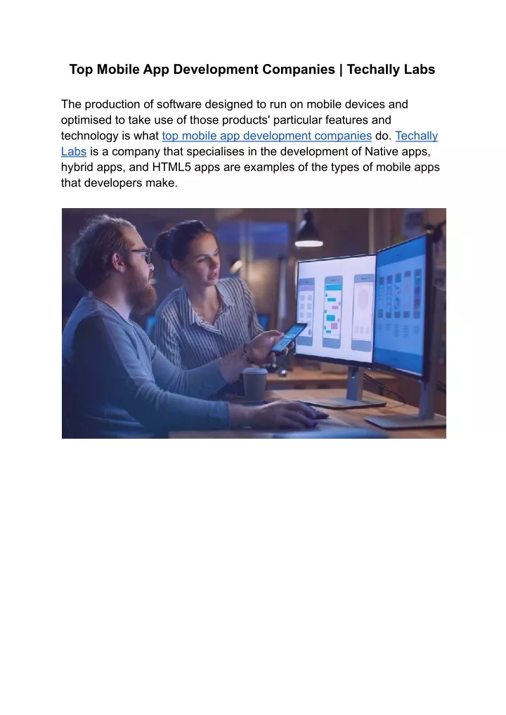 top mobile app development companies techally labs