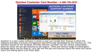quicken customer care number 1 888 790 0037