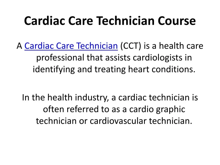 cardiac care technician course