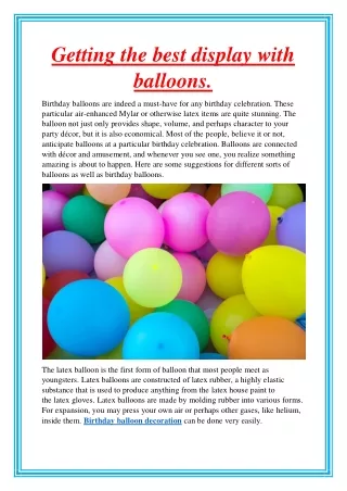 getting the best display with balloons