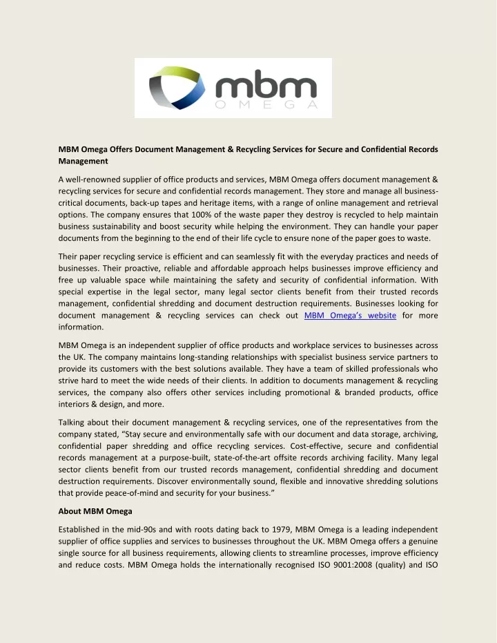 mbm omega offers document management recycling