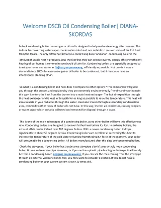 Welcome DSCB Oil Condensing Boiler DIANA-SKORDAS