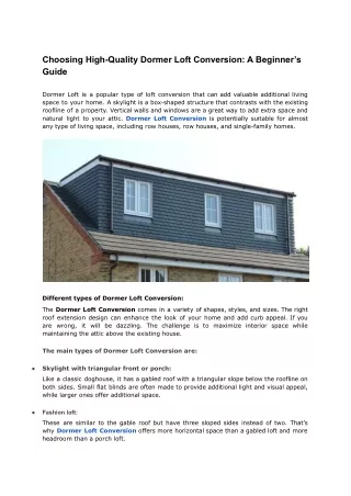 Choosing High-Quality Dormer Loft Conversion_ A Beginner’s Guide.docx