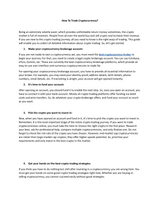 how to trade cryptocurrency