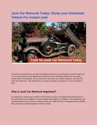 junk car removal today dump your unwanted vehicle