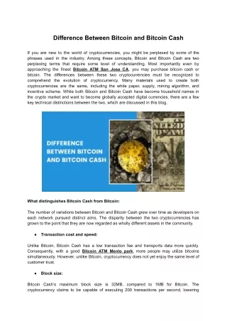 Key Difference Between Bitcoin and Bitcoin Cash