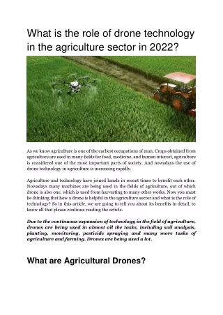 What is the role of drone technology in the agriculture sector in 2022 (1)