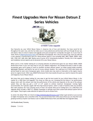 Finest Upgrades Here For Nissan Datsun Z Series Vehicles