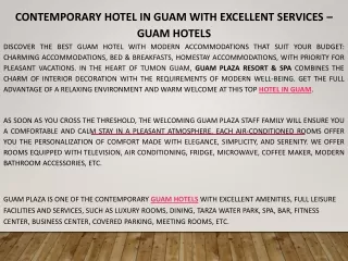 Contemporary Hotel in Guam with Excellent Services – Guam Hotels