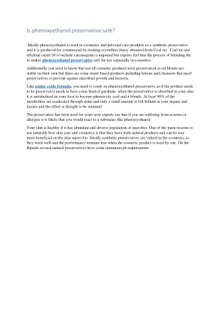 is phenoxyethanol preservative safe