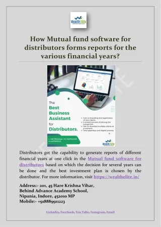 how mutual fund software for distributors forms