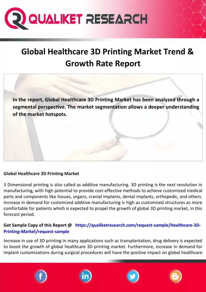 global healthcare 3d printing market trend growth