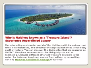 Why is Maldives known as a ‘Treasure