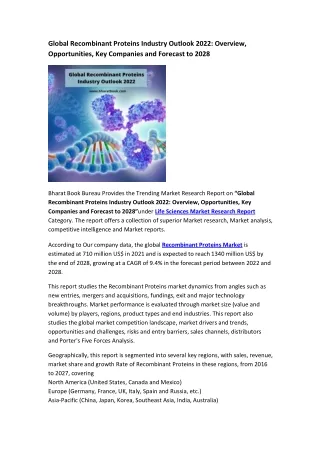 global recombinant proteins industry outlook 2022