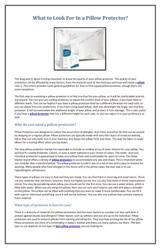 what to look for in a pillow protector