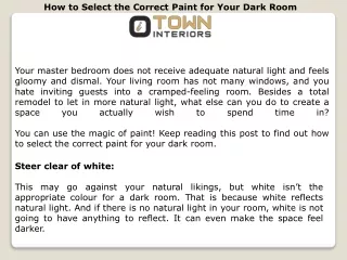 How to Select the Correct Paint for Your Dark Room