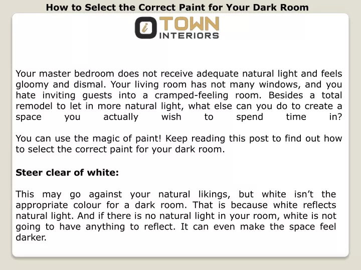 how to select the correct paint for your dark room