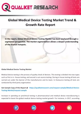 global medical device testing market trend growth