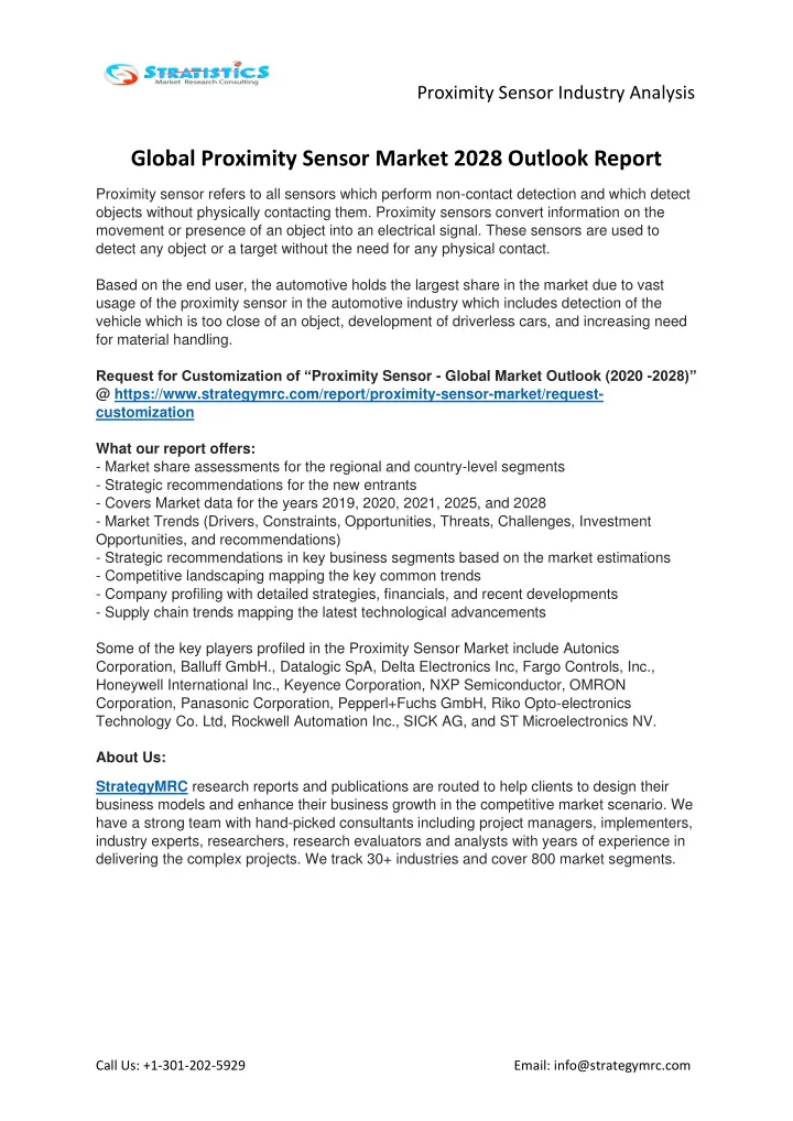 proximity sensor industry analysis