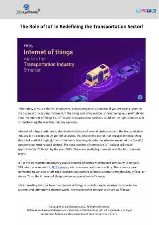 the role of iot in redefining the transportation