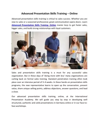 Advanced Presentation Skills Training – Online