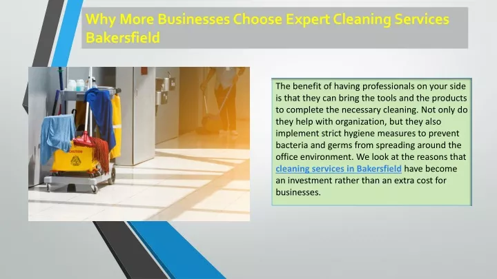 why more businesses choose expert cleaning services bakersfield