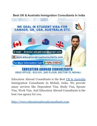 Best UK & Australia Immigration Consultants In India